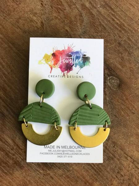 Khaki + Brass Dangles by B Jewelled