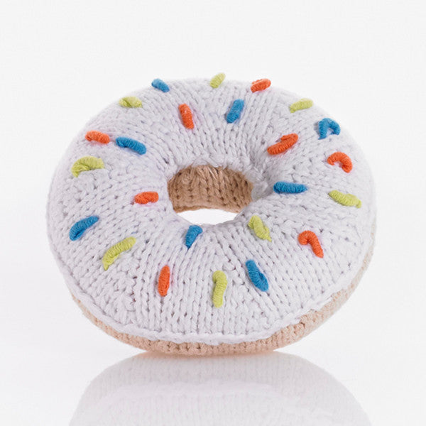 White Donut with multi-coloured sprinkles Ring Rattle