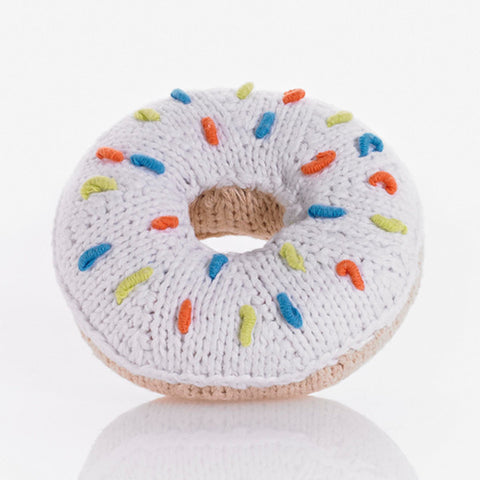 White Donut with multi-coloured sprinkles Ring Rattle