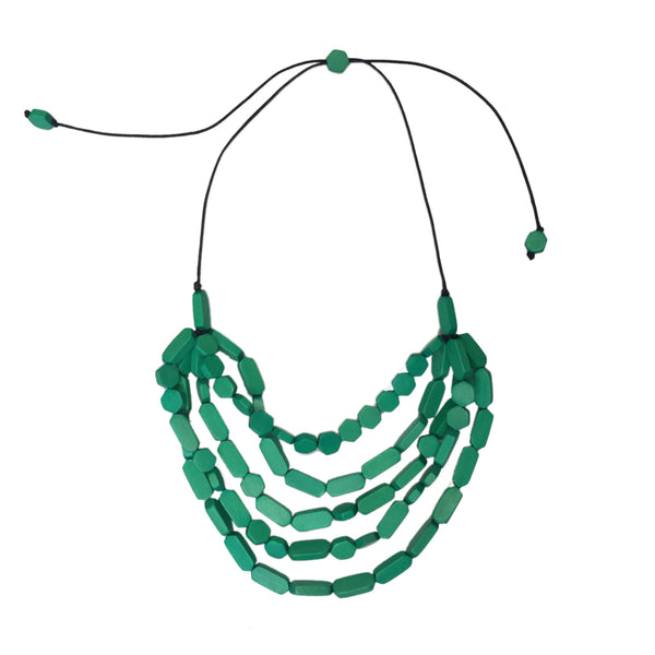 Woodland Tiered Wood Necklace- Ruby Olive