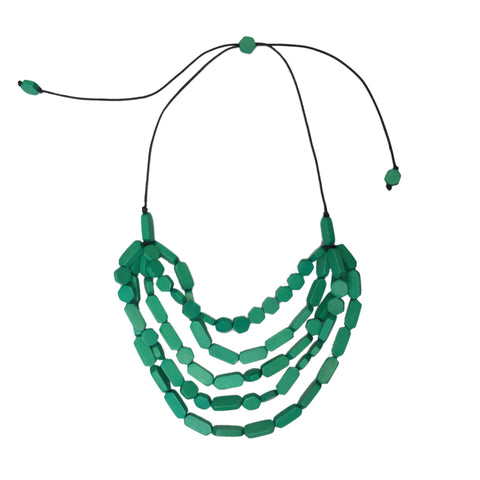 Woodland Tiered Wood Necklace- Ruby Olive