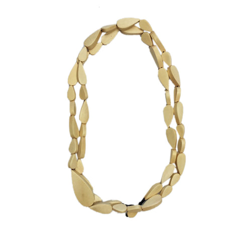 Cascade Long Wooden Necklace- Ruby Olive