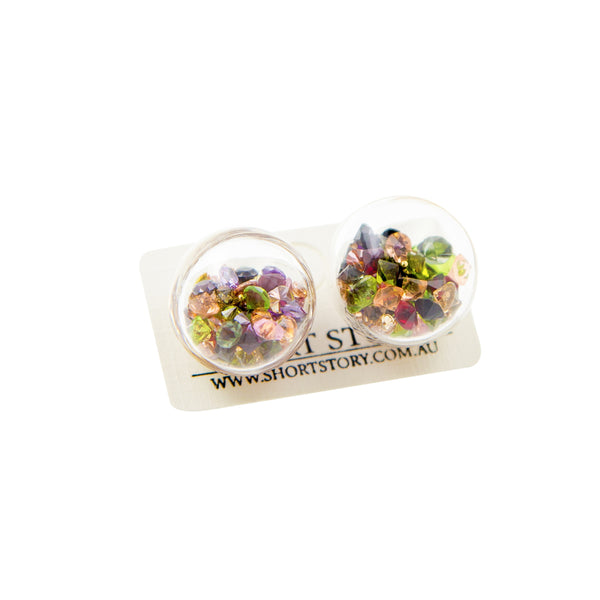 Fantasy Bubble Earrings Gems Purple Gold