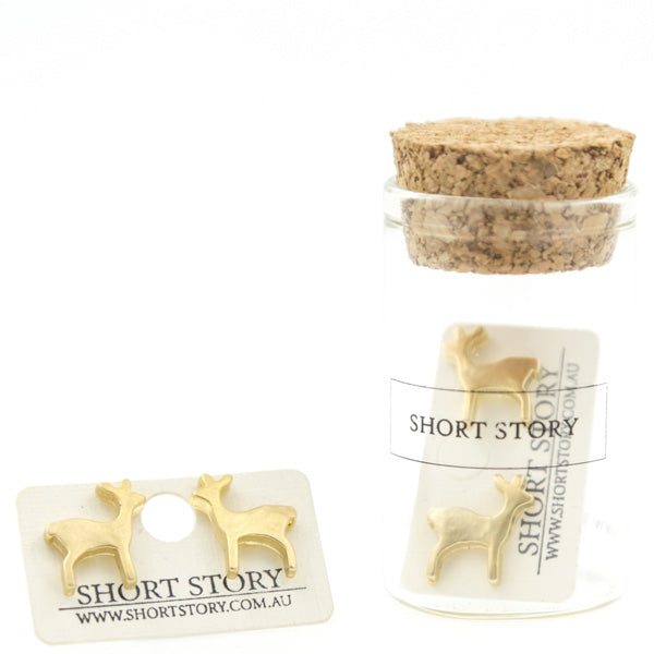 Funky Play Gold Deer Earrings by Short Story