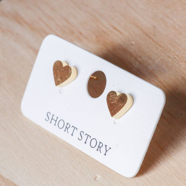 Funky Play Love Heart Gold Earrings by Short Story