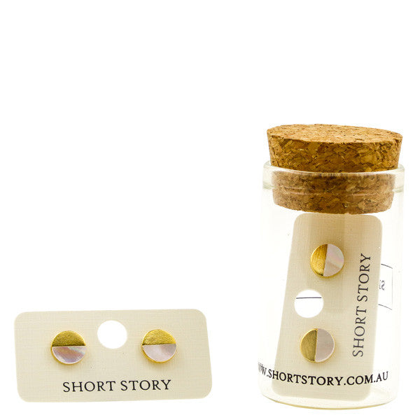 Ocean and Stone Circle Gold Earrings by Short Story